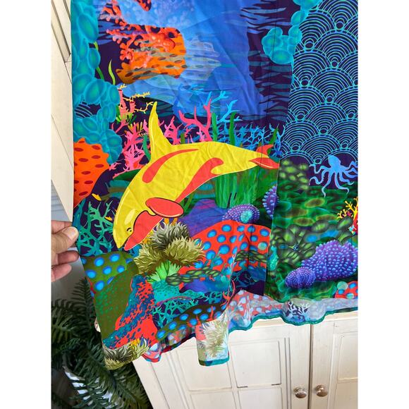 Avani size medium seascape button down tunic blouse top ocean scene - Picture 2 of 5